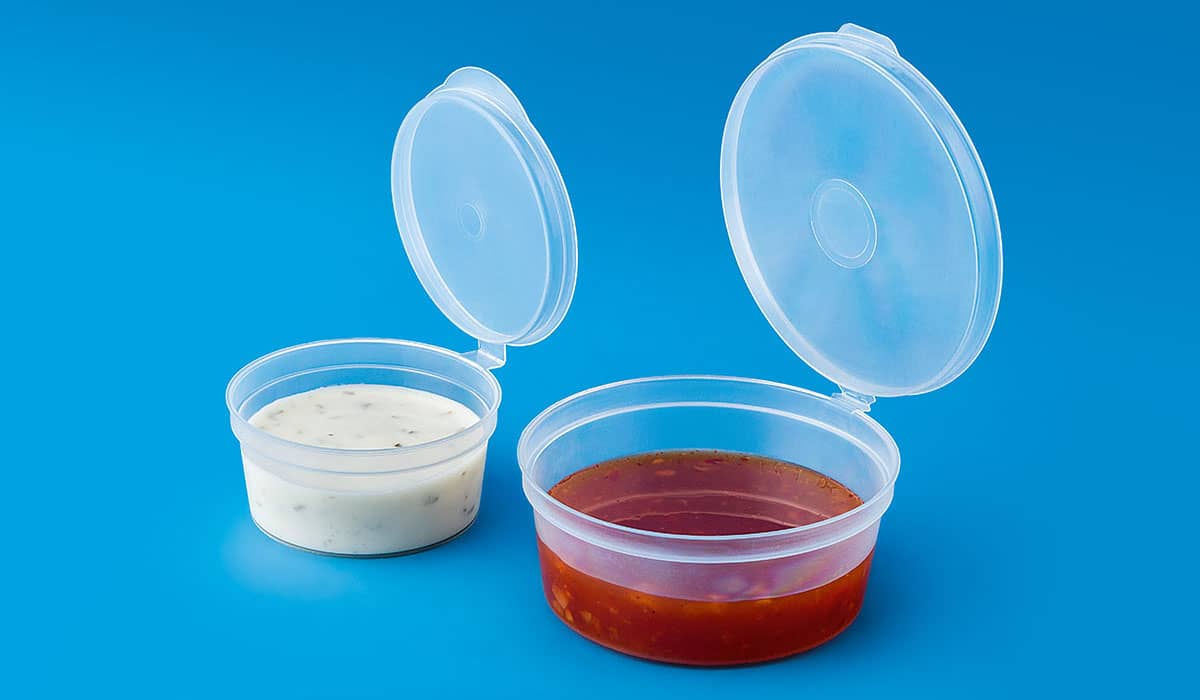 Hinged Lid Injected PP Round Sauce Containers